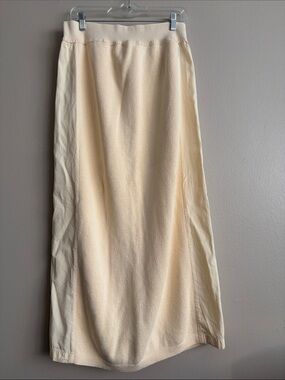 Vintage Blue Willi’s Denmark Cream Ribbed Panel Knit Maxi Skirt